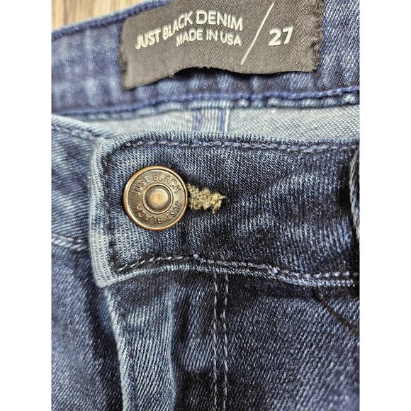Just Black Denim Jeans Womens 27 Blue Dark Wash Raw Hem Ankle Skinny Made USA - Picture 5 of 12